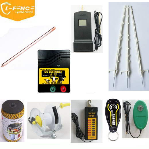 Lydite Energiser kits:DC energizer+digital fence tester,fence post,polywire,connectors