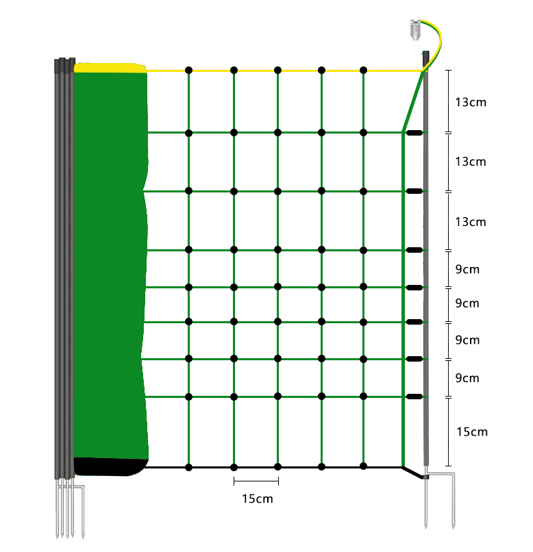 Lydite® 90cm Electric Fence Netting,Double Spikes,Sheep Net